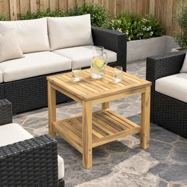 vidaXL Salontafel Witgewassen 48,5 x 49 x 45 cm Massief Acaciahout Bruin