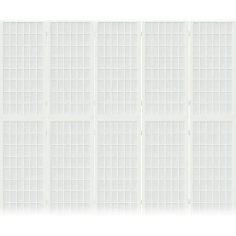 vidaXL Kamerscherm inklapbaar 5 panelen Japanse stijl 200x170 cm wit
