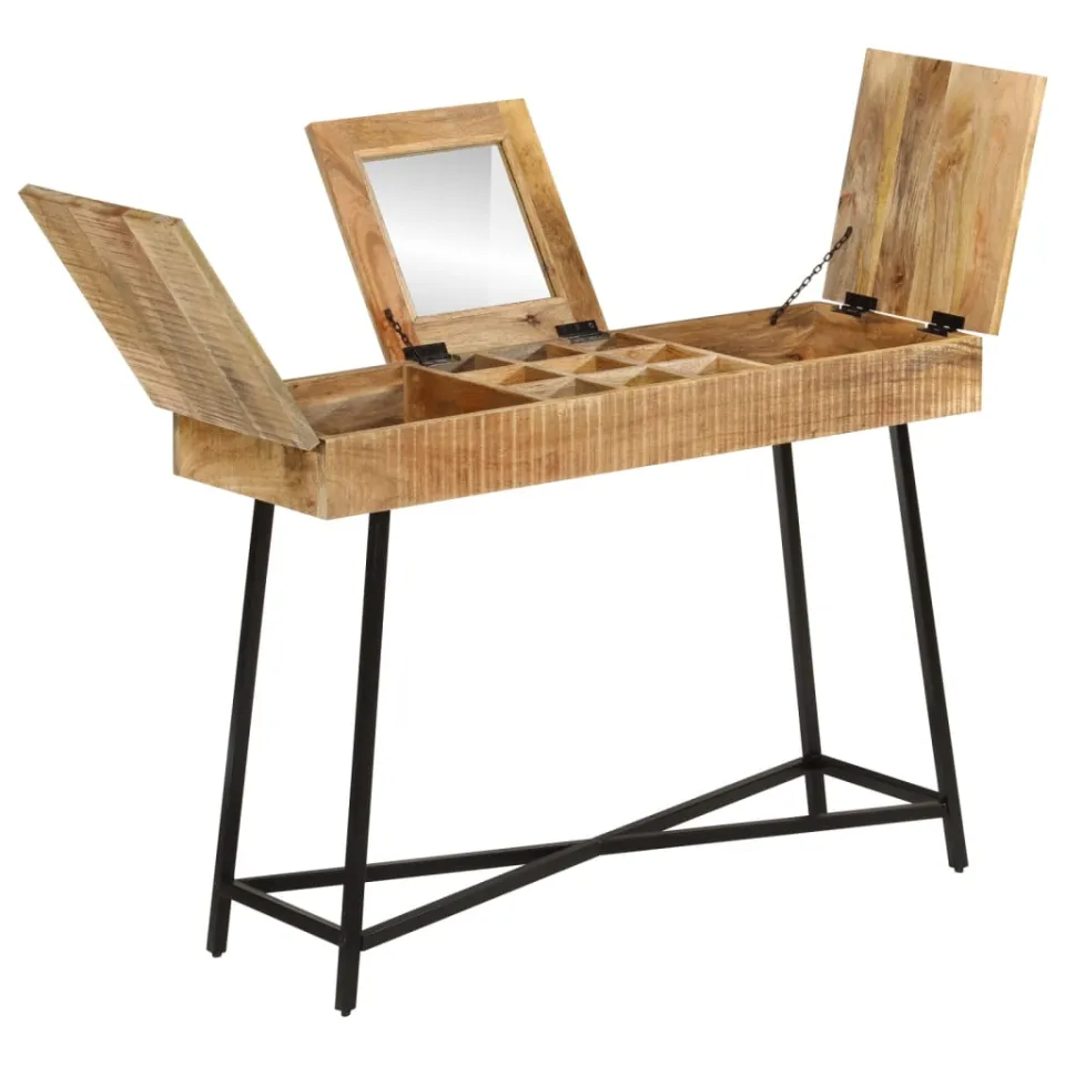 vidaXL Kaptafel 105x35x75 cm massief ruw mangohout en ijzer bruin, foto 2