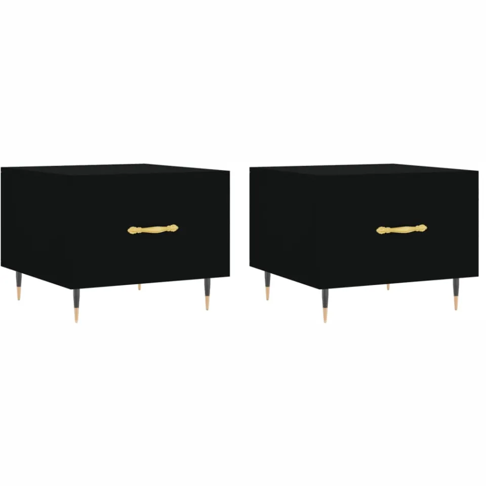 vidaXL Salontafels 2 st 50x50x40 cm bewerkt hout zwart, foto 3