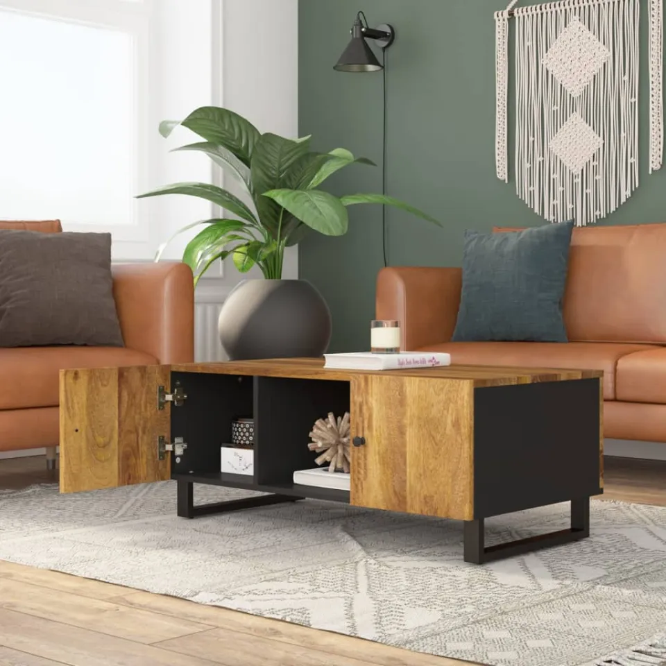 vidaXL Salontafel 100x54x40 cm massief mangohout en bewerkt hout bruin, foto 3