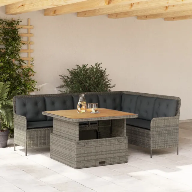 vidaXL 2-delige Loungeset met kussens poly rattan grijs, foto 2