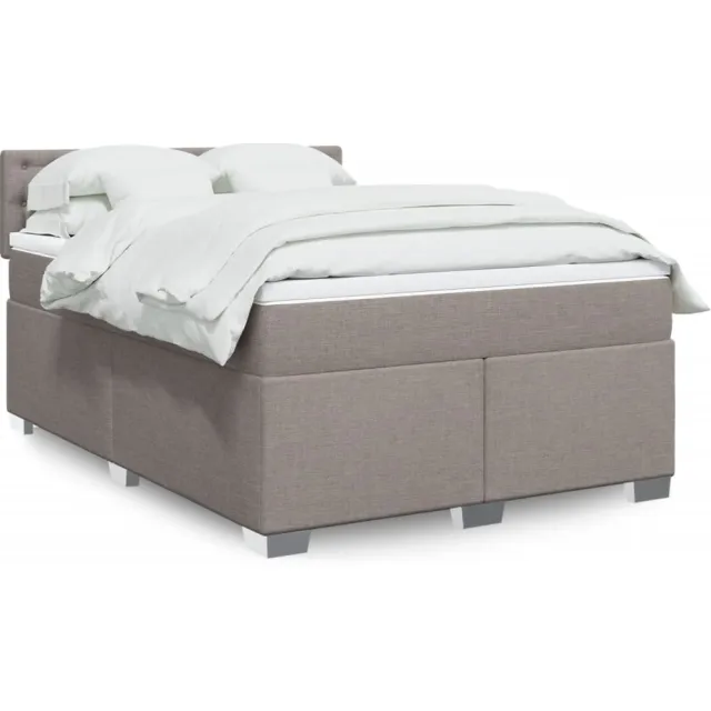 vidaXL Boxspring met matras stof taupe 160x200 cm