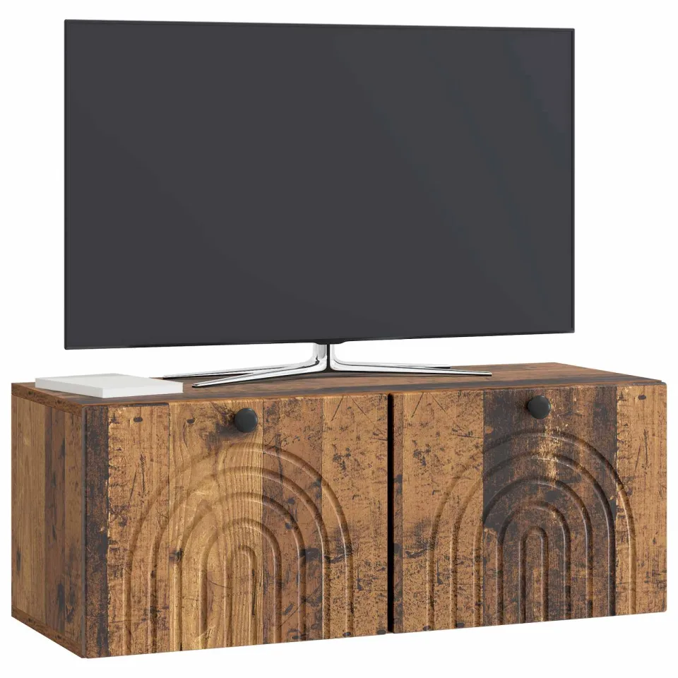 vidaXL Wandbeugel TV-kast Oud hout 78,5 x 31 x 30 cm Bewerkt hout Bruin