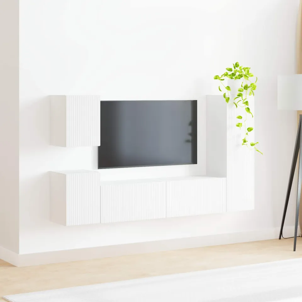 vidaXL Tv-meubelset 4 st 30 x 31 x 100 cm Wit, foto 4