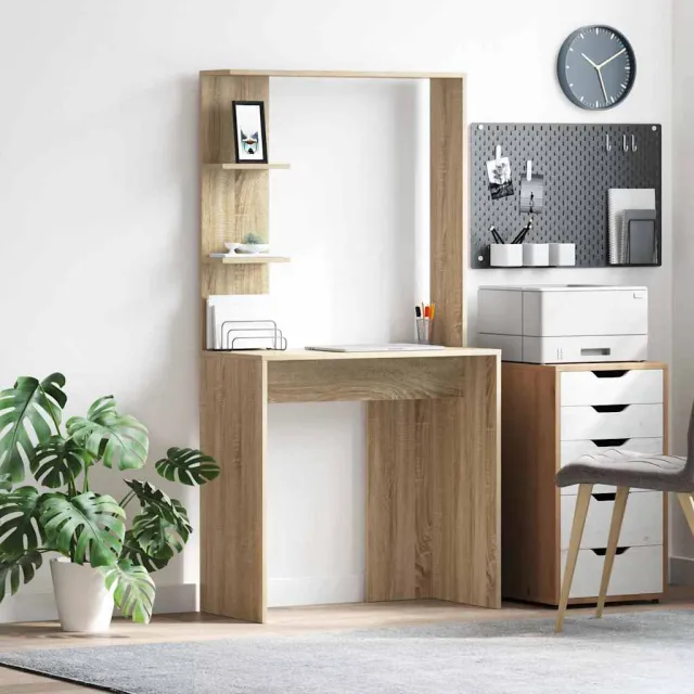 vidaXL Bureau Beton Grijs 78,5 x 37 x 154,5 cm Bewerkt hout