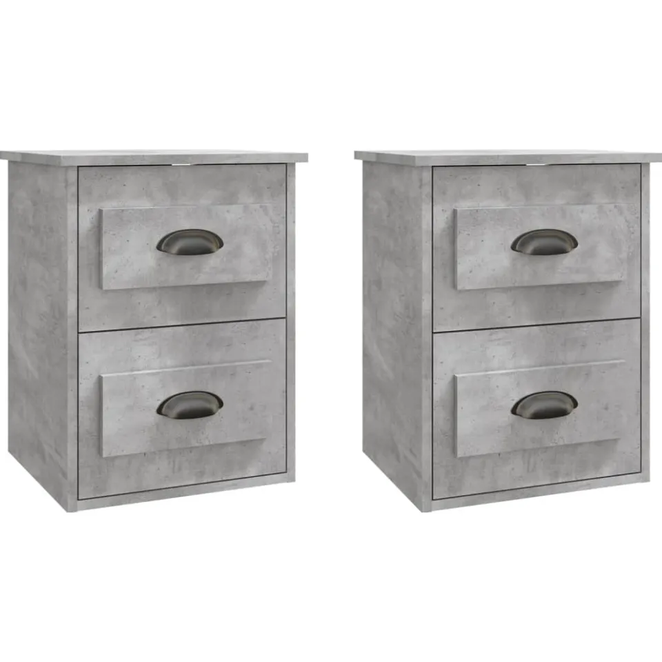 vidaXL Nachtkastjes 2 st wandgemonteerd 41,5x36x53 cm betongrijs