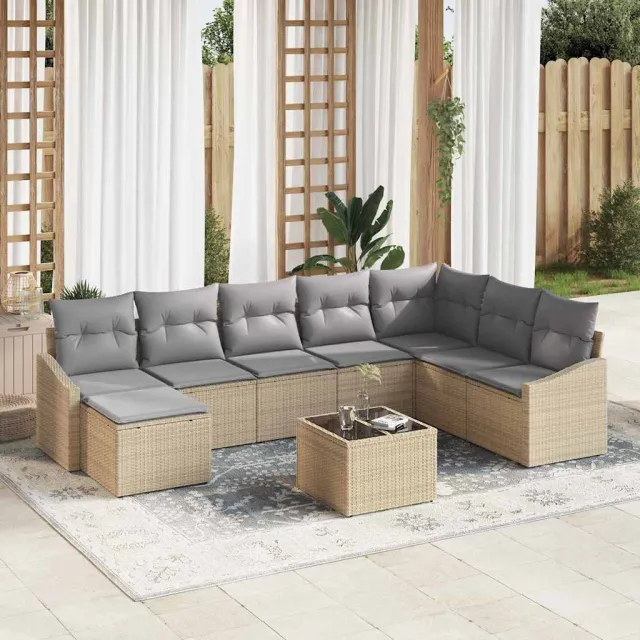 vidaXL Tuin Sofa Set 8 st Beige en Licht Grijs poly rattan, foto 2