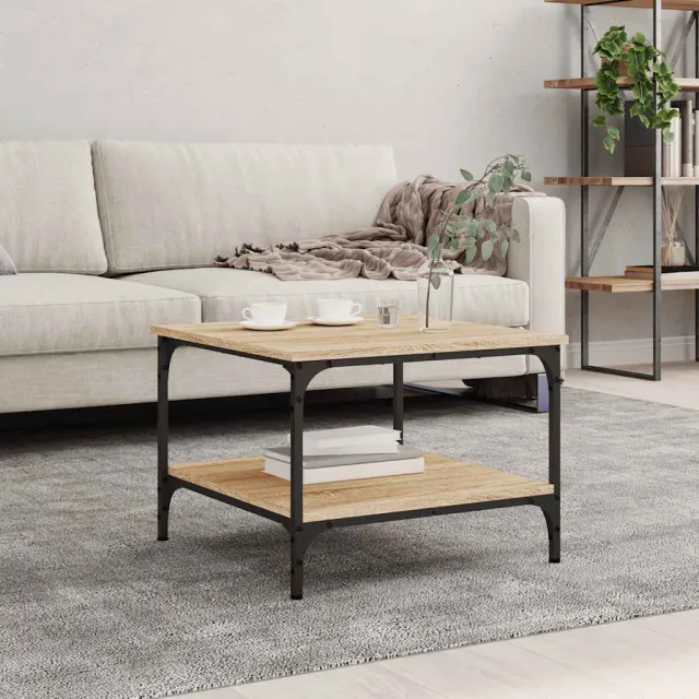 vidaXL Salontafel 55x55x40 cm bewerkt hout sonoma eikenkleurig, foto 2