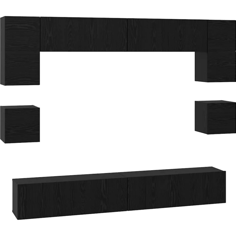 vidaXL Tv-meubelset 8 st 100 x 30 x 30 cm Zwart Eiken