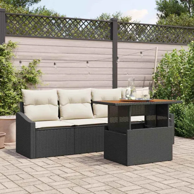 vidaXL Tuin Sofa Set 5 st Zwart Poly riet, foto 2