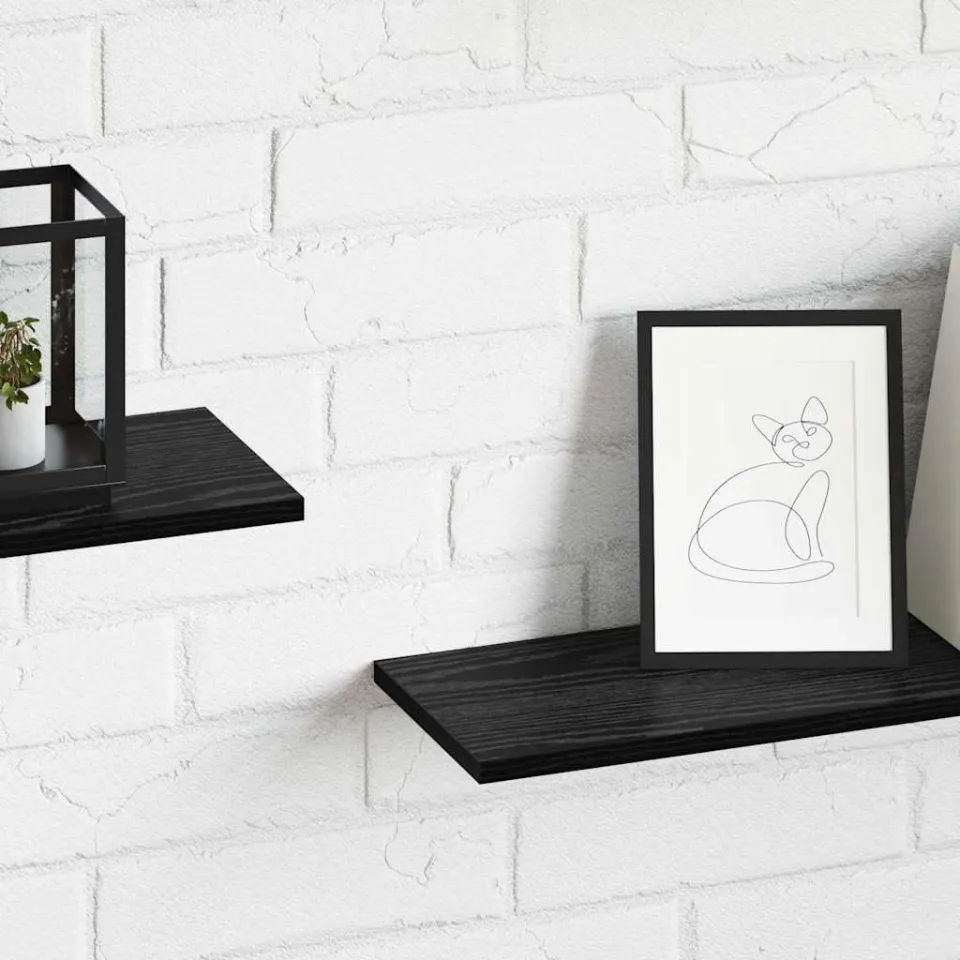 vidaXL Boekenplank Bord 3-laags 4 st 80 x 20 x 1,5 cm Bewerkt hout zwart, foto 4