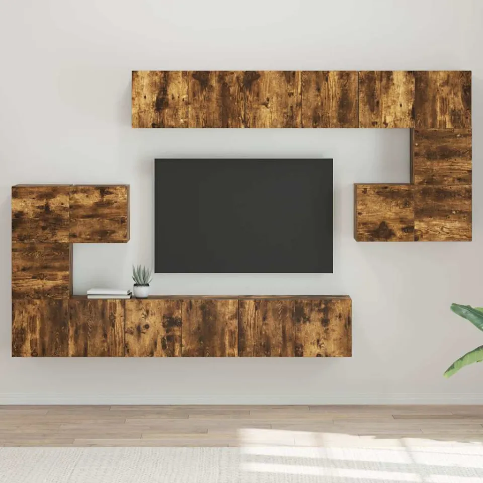 vidaXL 10-delige Tv-meubelset bewerkt hout gerookt eikenkleurig, foto 2