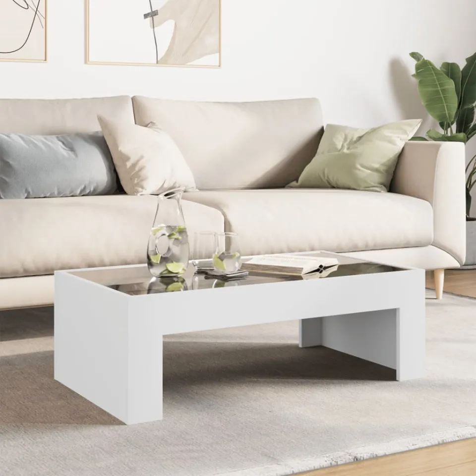 vidaXL Salontafel met Infinity LED 90x50x30 cm wit, foto 3