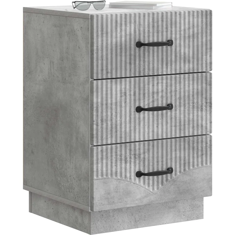 vidaXL Nachtkastje met lade Betongrijs 43 x 41 x 63,5 cm Bewerkt hout