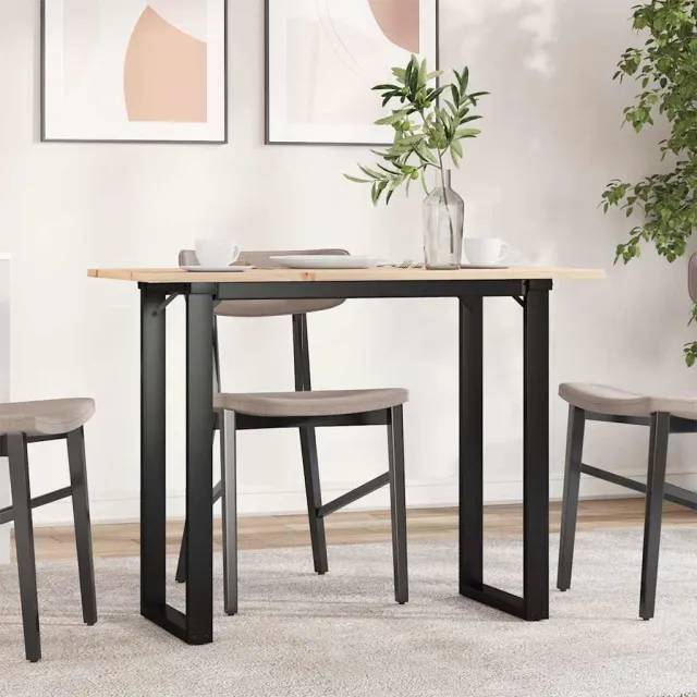 vidaXL Eettafel O-frame 100x50x75 cm massief grenenhout en staal Bruin