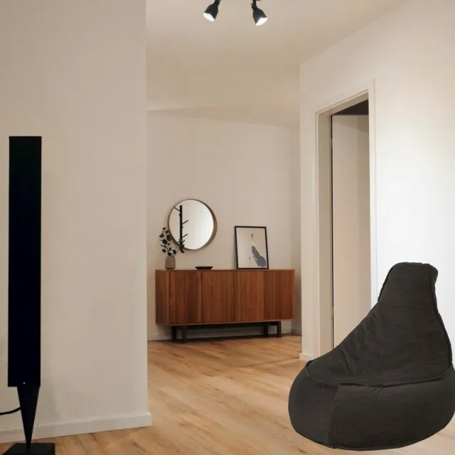 Bobbel Home Stoel Zitzak Ribstof - Zitzakfauteuil - Woonkamerzitzak – Zwart – Junior – Voor Binnen