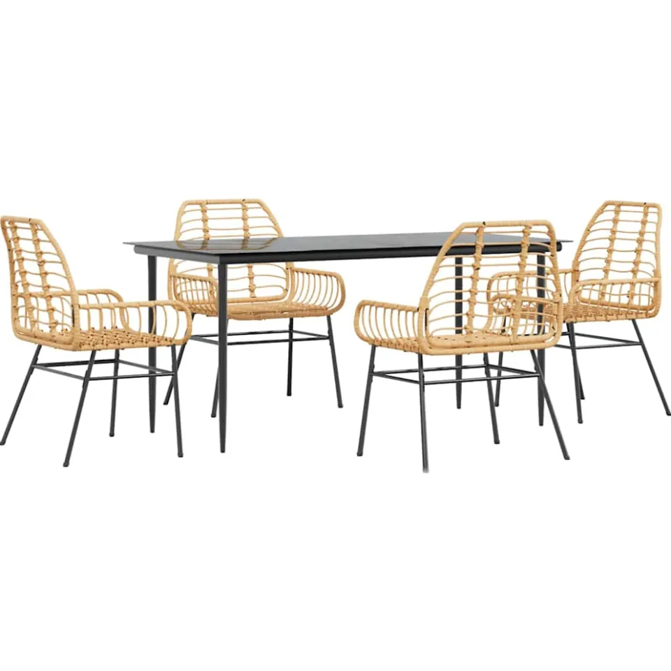 vidaXL 5-delige Tuinset poly rattan glas bruin, foto 4