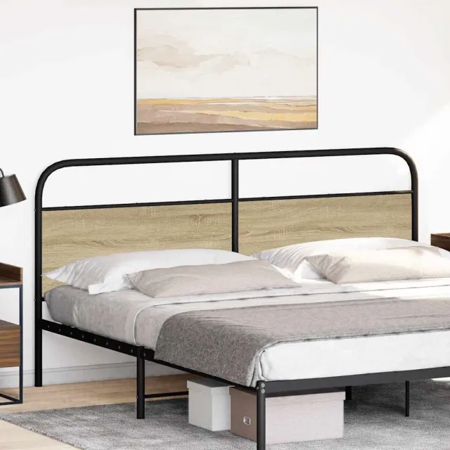 vidaXL Vervangend hoofdbord 180 cm staal en sonoma eikenkleurig Bruin