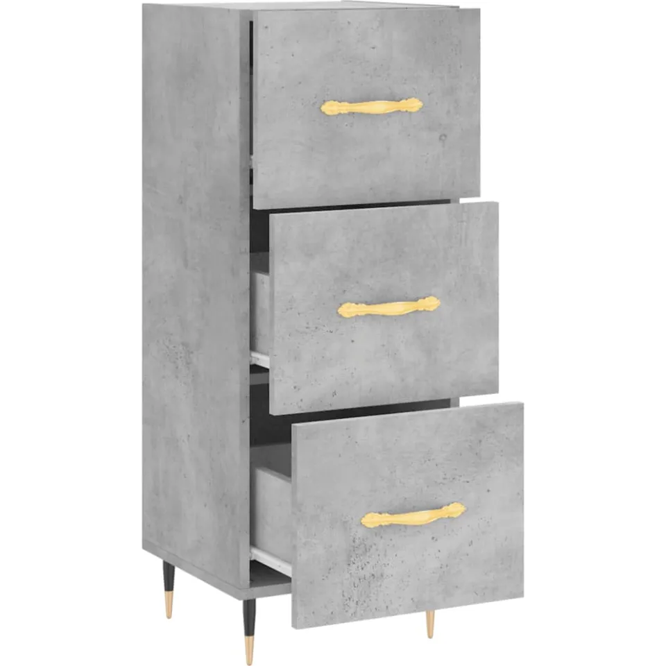vidaXL Dressoir 34,5x34x90 cm bewerkt hout betongrijs grijs