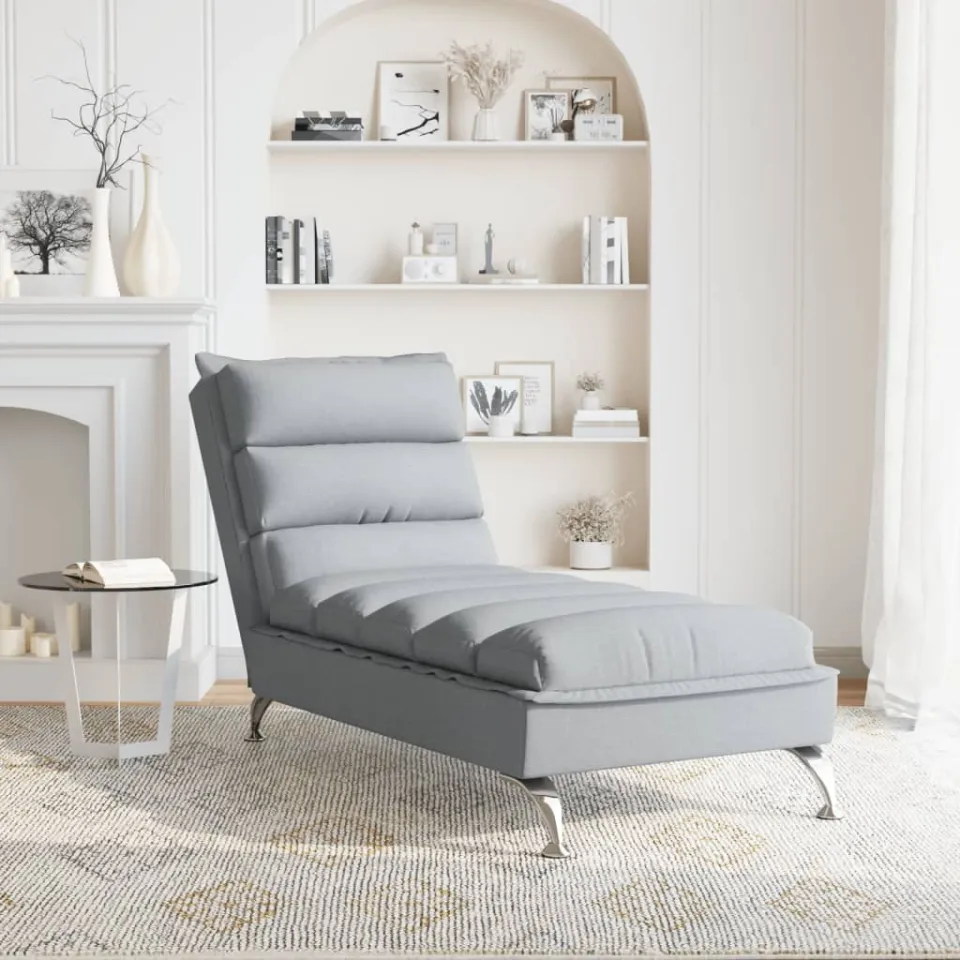vidaXL Massage chaise longue met bolster stof taupe, foto 3