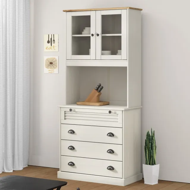 vidaXL Hoge kast VIGO 80x40x176 cm massief grenenhout wit, foto 2