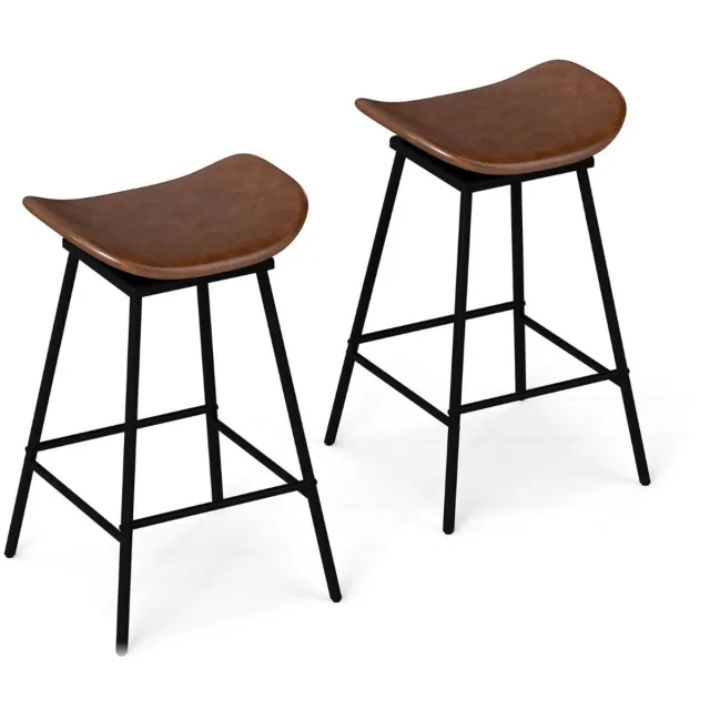 GranMaison Bar stoelen - Set van 2 Barkrukken Barstoel Keukenstoel 360 -Graden Draaibaar en in bar stoelen - met Voetensteun - Bruin