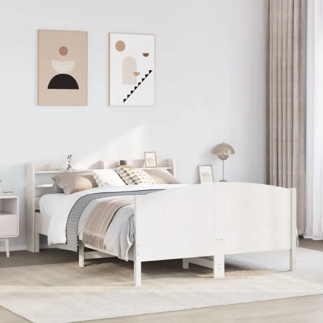 vidaXL Bedframe zonder matras massief grenenhout wit 150x200 cm
