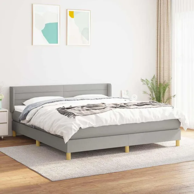 vidaXL Boxspring met matras stof lichtgrijs 160x200 cm grijs
