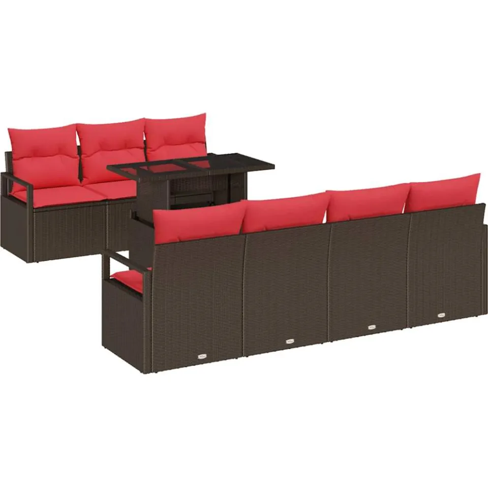 vidaXL Tuin Sofa Set 8 st Bruin Poly riet, foto 4