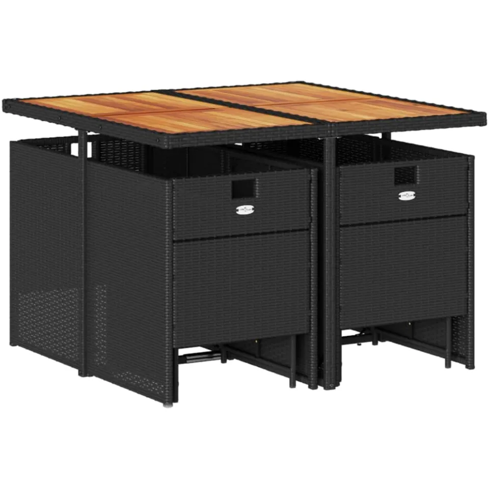 vidaXL 9-delige Tuinset poly rattan zwart, foto 3