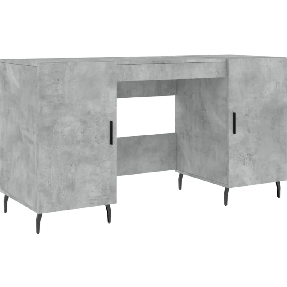 vidaXL Bureau 140x50x75 cm bewerkt hout betongrijs grijs, foto 3