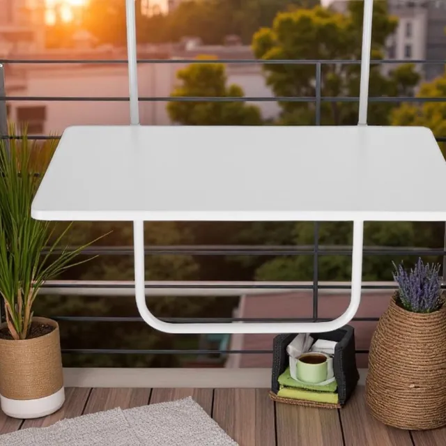 Relaxwonen Balkontafel Inklapbaar – Wit – 40 x 60 x 70 cm – Hout Balkontafeltje Hangend Balkonbar Balkontafels Opklapbaar Hangtafel – Ophangbaar Voor aan het Balkon – Vouwtafel Wandtafel Inklapbare Tafel – Bijzettafel – Buiten Tafeltje Klaptafel