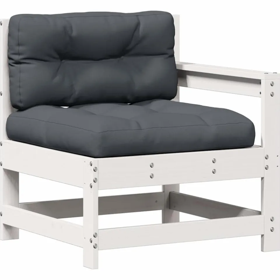 vidaXL 8-delige Loungeset met kussens massief grenenhout wit, foto 4