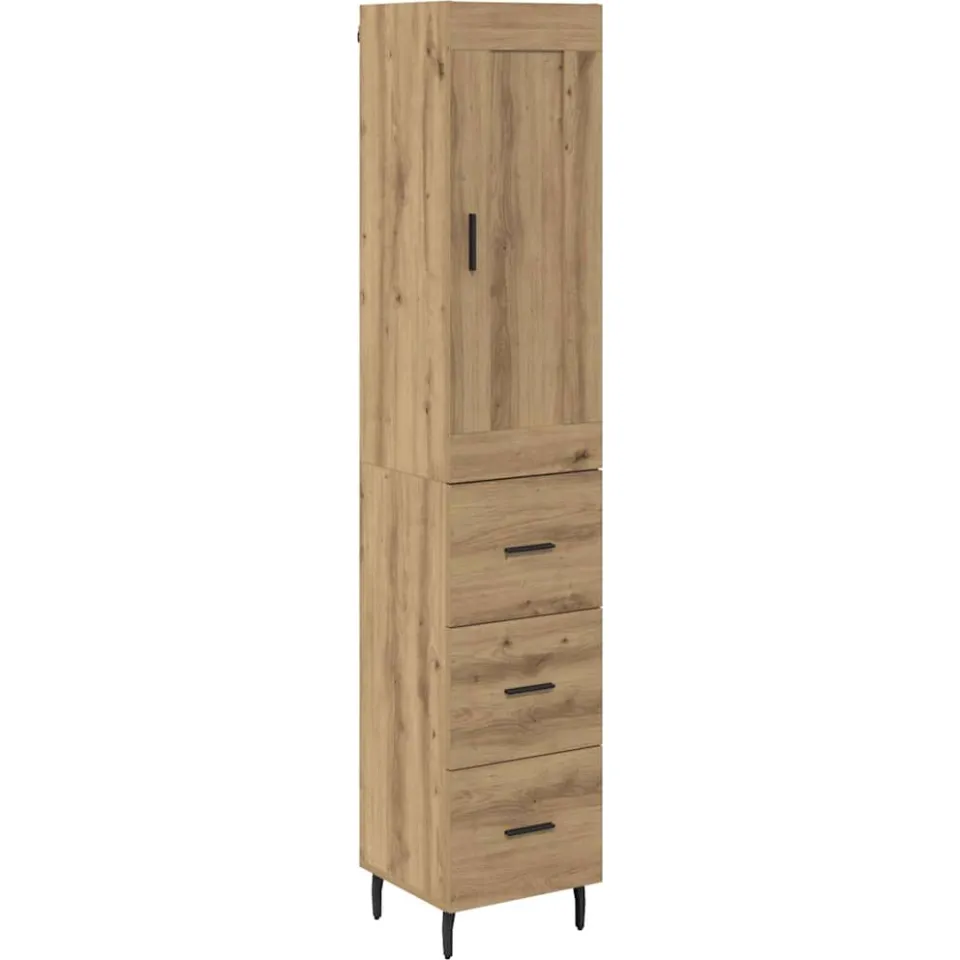 vidaXL Highboard Artisan Eiken 34,5 x 34 x 180 cm Bewerkt hout, foto 3