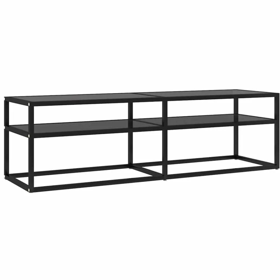 vidaXL Tv-meubel 140x40x40,5 cm gehard glas zwart, foto 3
