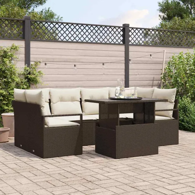 vidaXL Tuin Sofa Set 7 st Bruin Poly riet, foto 2