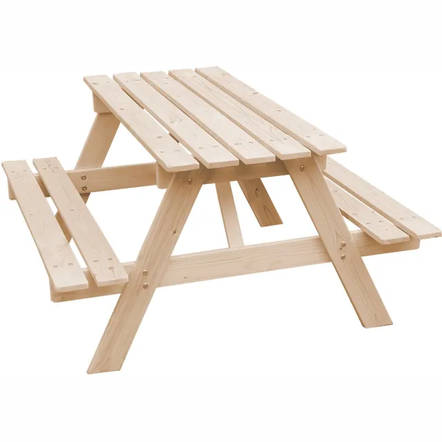 Timbela M018-1 - Kinder Picknicktafel - 90x90xH50 cm - Picknickbank - Onbehandeld Beige