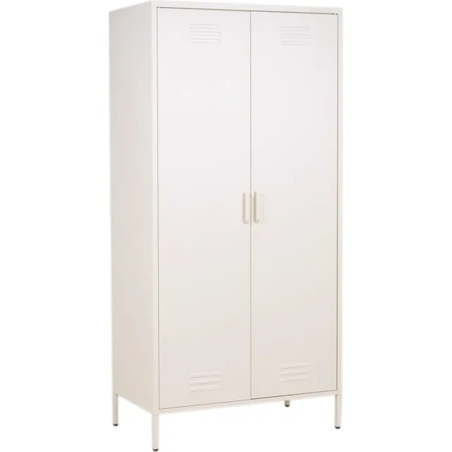 MaximaVida metalen kleding lockerkast Finn 90 x 50 x 185 cm ivoor - 8 schappen