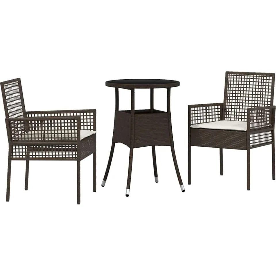 vidaXL Tuin eettafelset 3 st Bruin poly rattan, foto 3