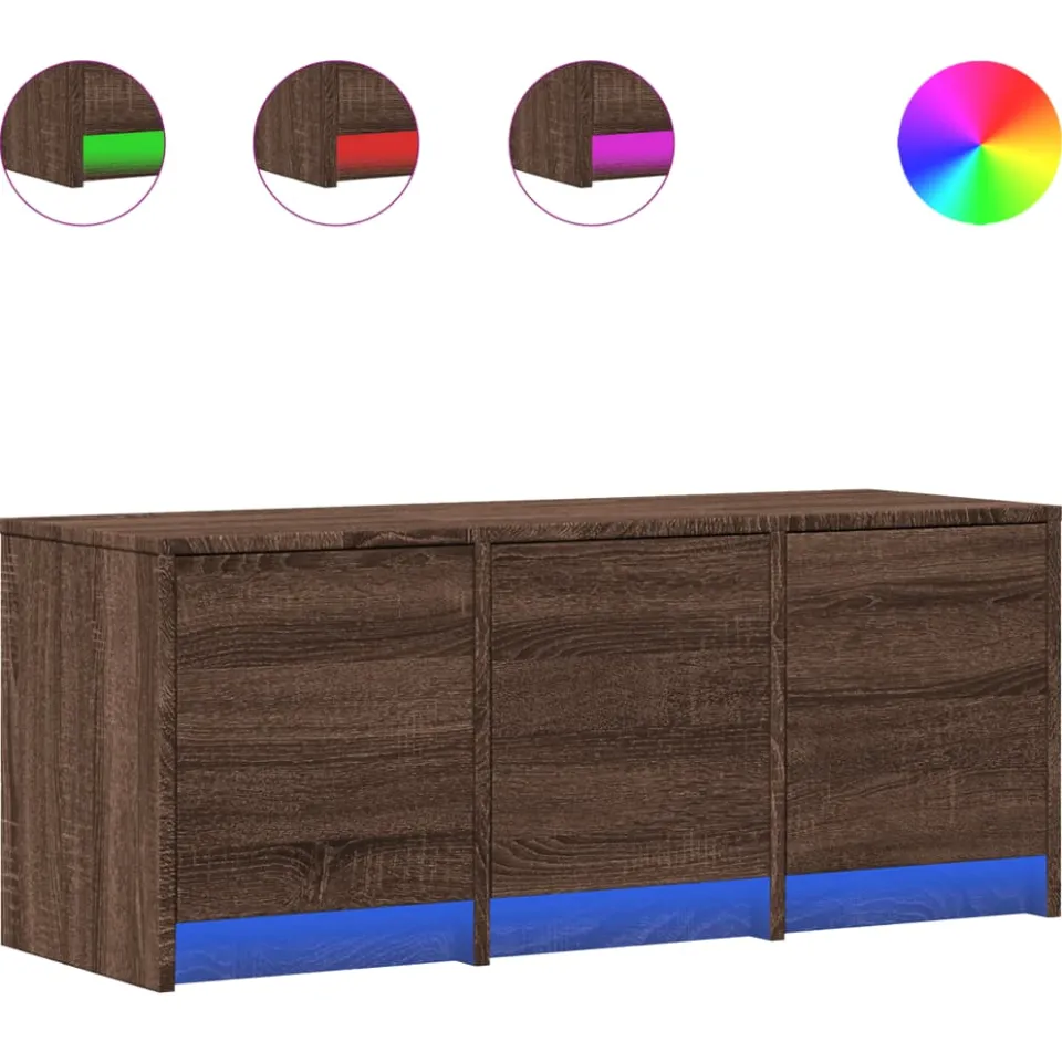 vidaXL Tv-meubel met LED 97x34x40 cm bewerkt hout bruin eikenkleurig, foto 3