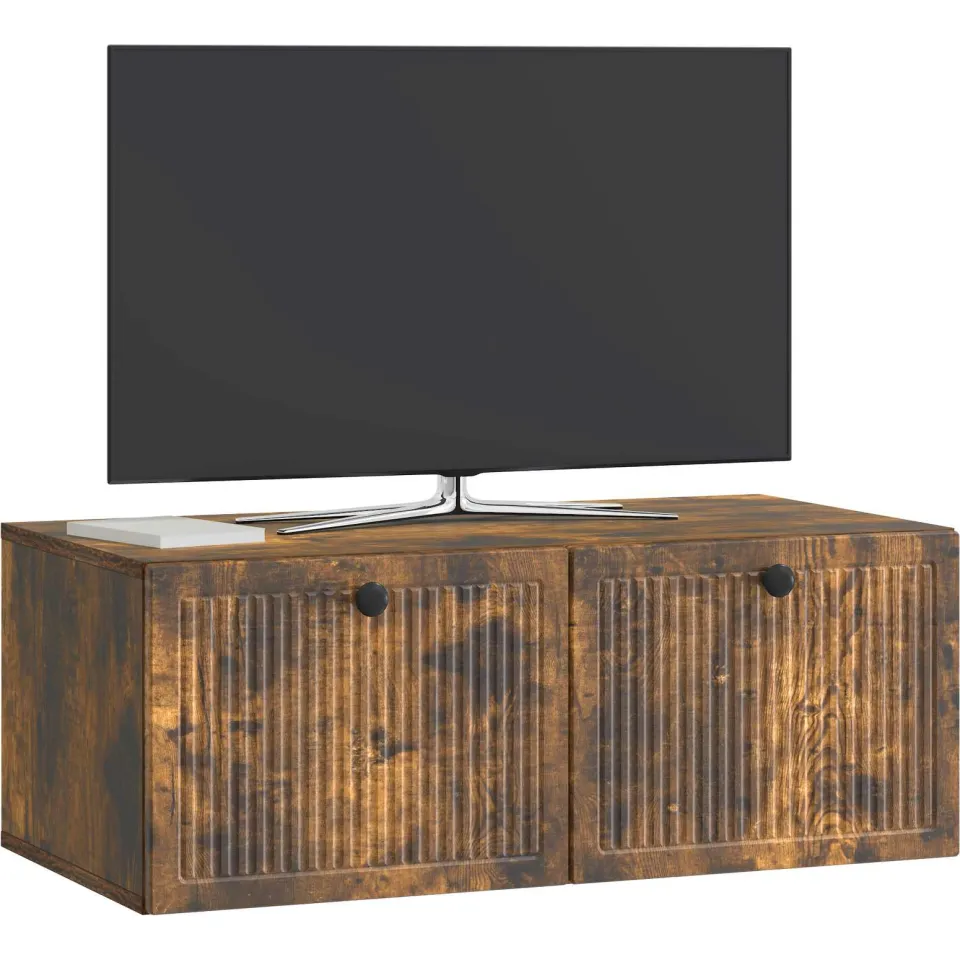 vidaXL Wandbeugel TV-kast Gerookt eiken 78,5 x 41 x 30 cm Bewerkt hout Bruin