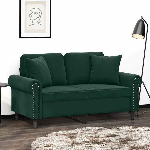 vidaXL Tweezitsbank met sierkussens 120 cm fluweel donkergroen groen