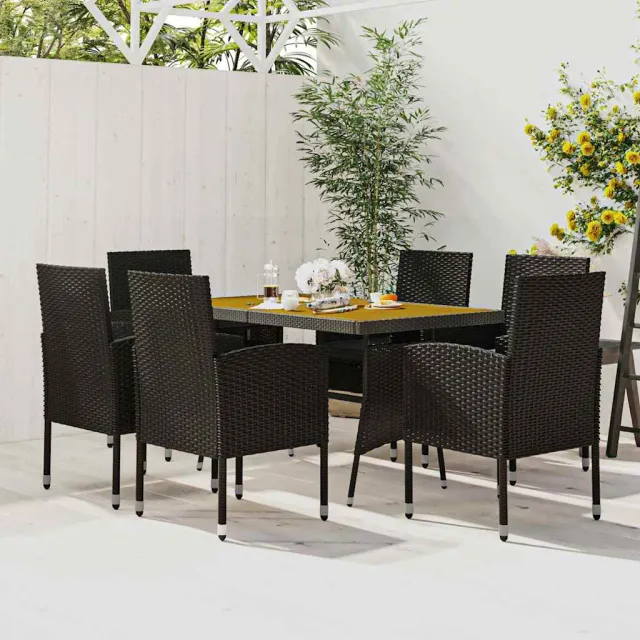 vidaXL 7-delige Tuinset poly rattan zwart, foto 2