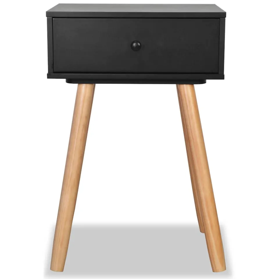 vidaXL Nachtkastjes 2 st 40x30x61 cm massief grenenhout zwart, foto 4
