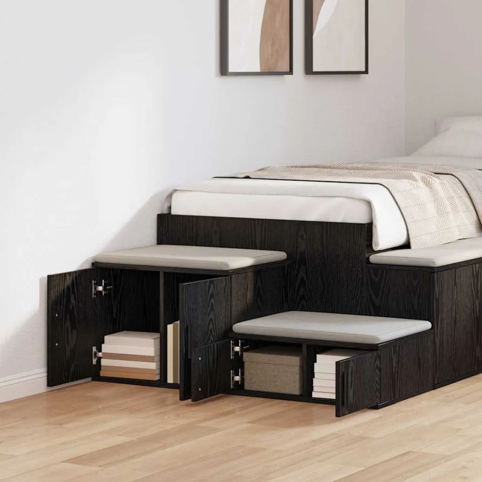 vidaXL Opbergkast 2 st Zwart Eiken 127 x 41 x 40 cm Bewerkt hout, foto 4