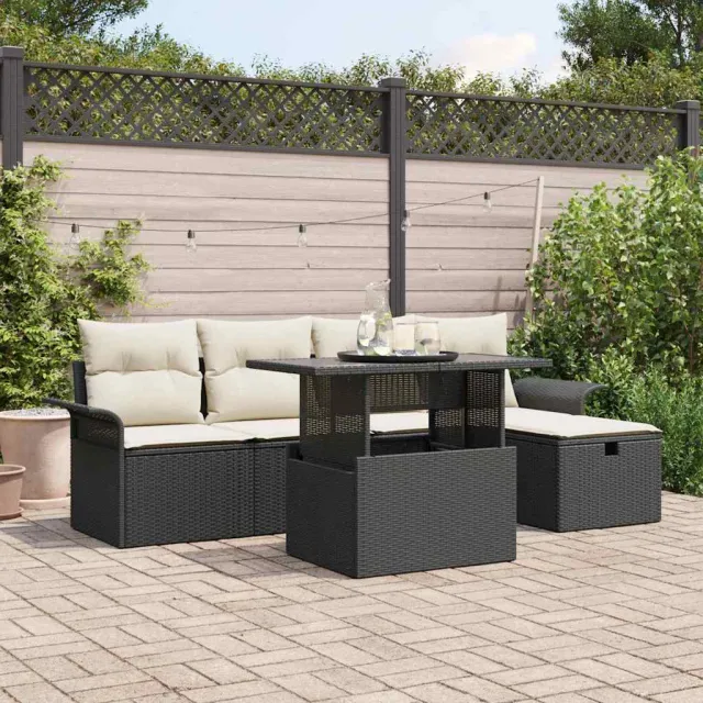 vidaXL Tuin Sofa Set 6 st Zwart poly rattan, foto 2