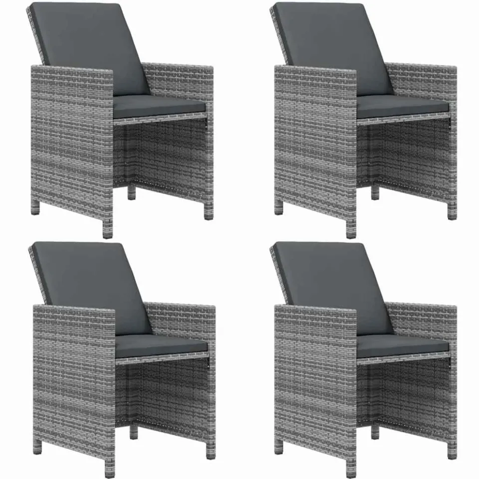 vidaXL 9-delige Tuinset met kussens poly rattan grijs