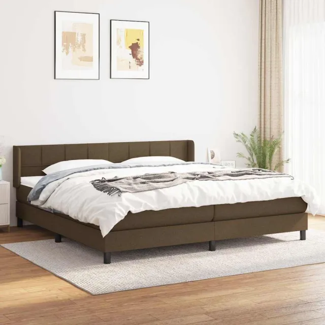 vidaXL Boxspring met matras stof donkerbruin 200x200 cm bruin