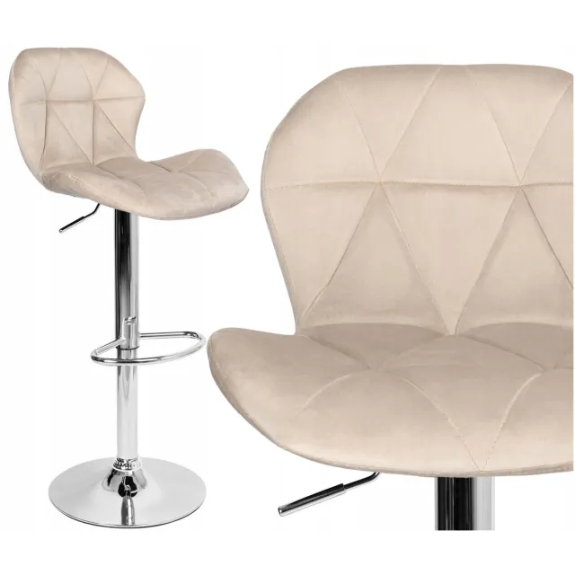eHokery Draaibare hocker Gordon Velvet Beige - Verstelbaar en comfortabel